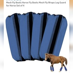 New Set of 4 Blue Mesh Fly Boots for Horses